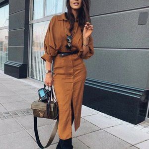 ZARA Draped Long Shirtdress